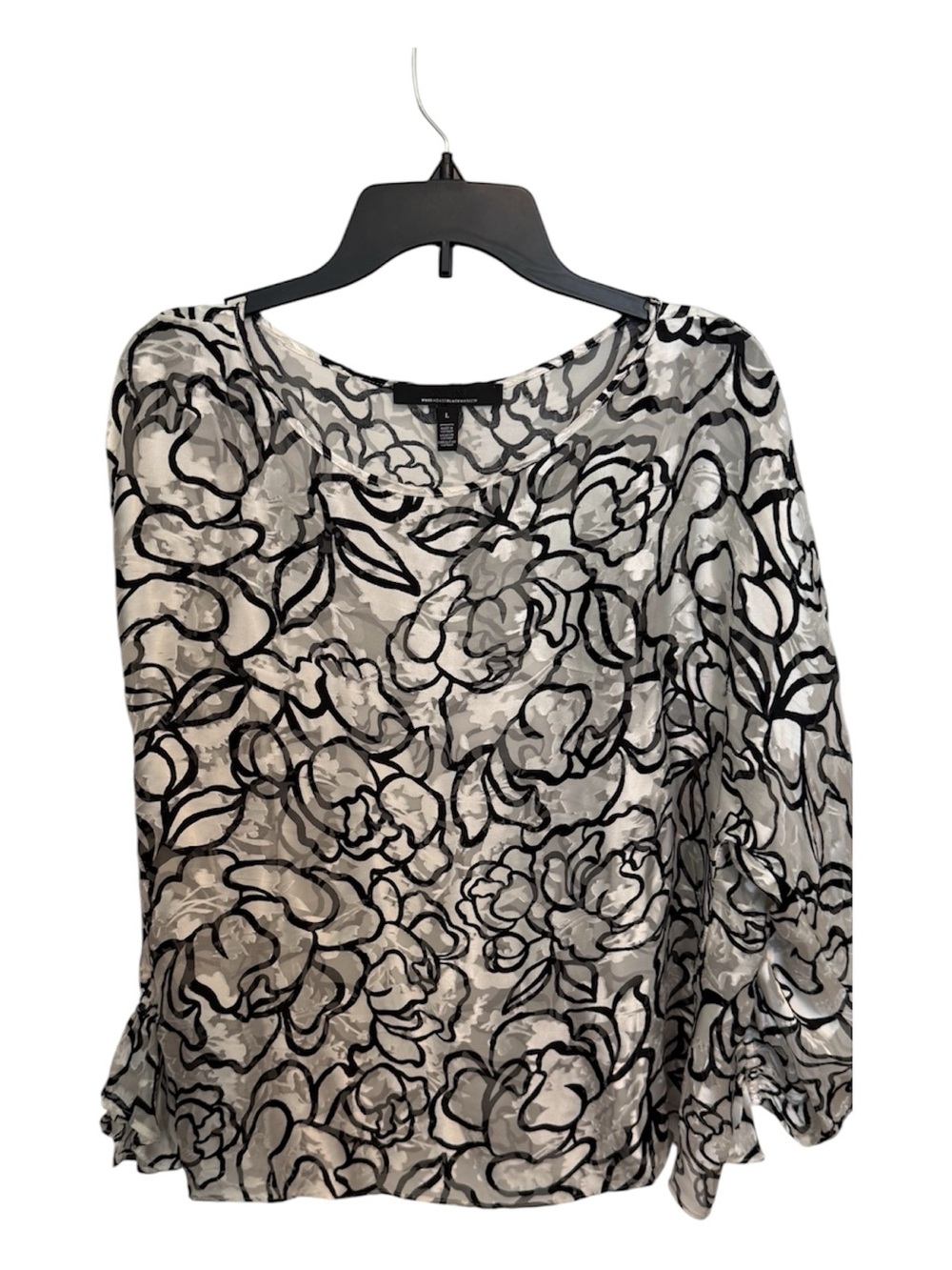 White House Black Market Black & White Floral Sheer Blouse with camisole